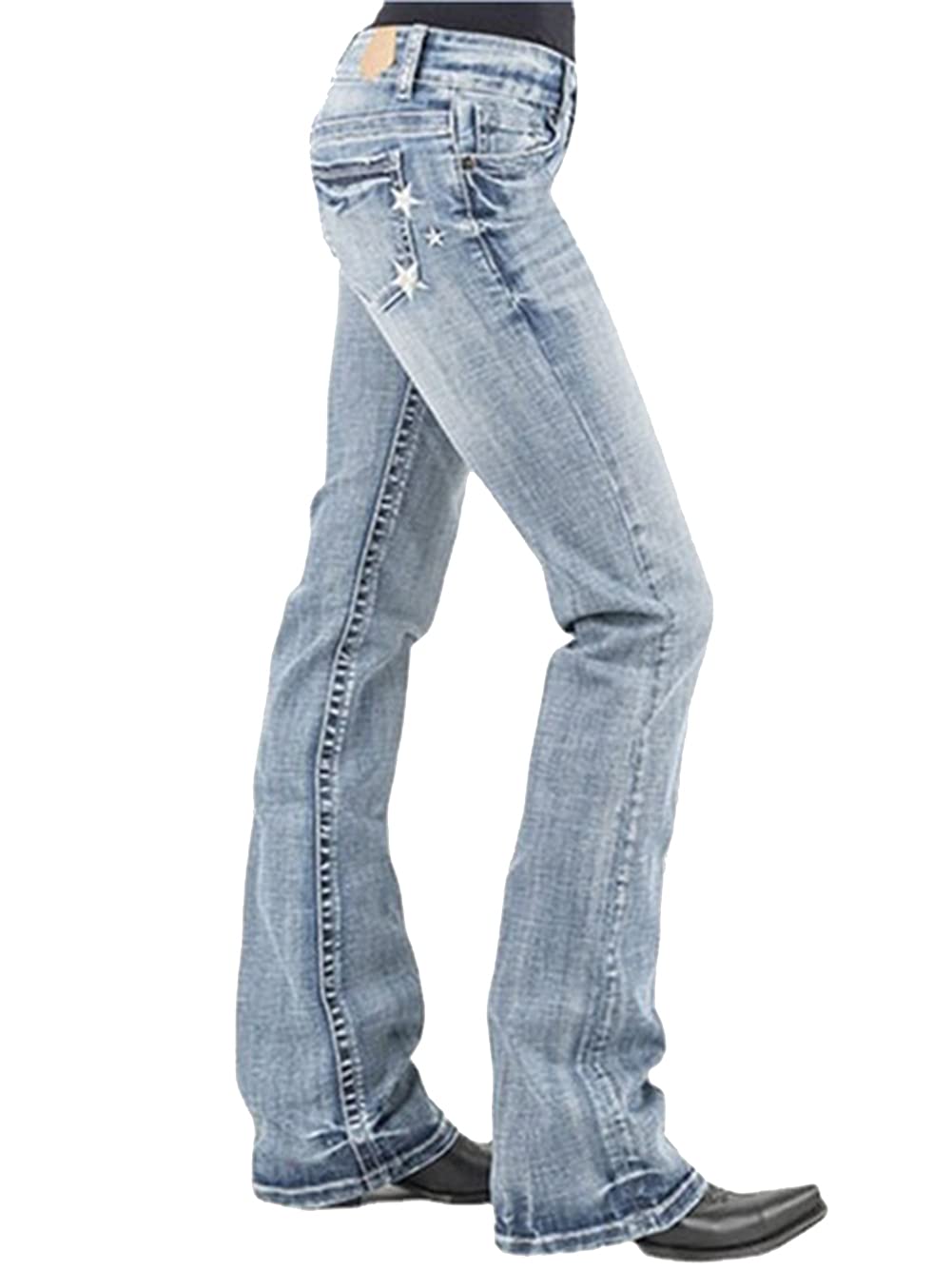 Bootcut Jeans for Women Fit Embroidered Washed Jean Denim Pants